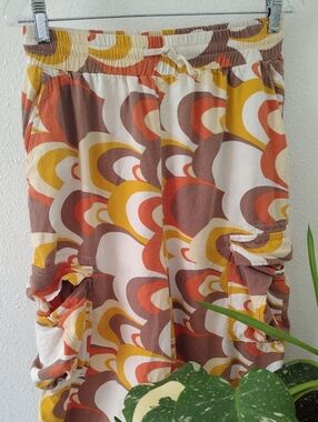 Urban Outfitters Floral Wave Print Skirt - Mustard, Rust & Cream